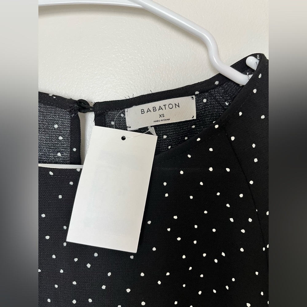 Aritzia Babaton Wide-sleeved black Dress polka dot tunic - Picture 6 of 7